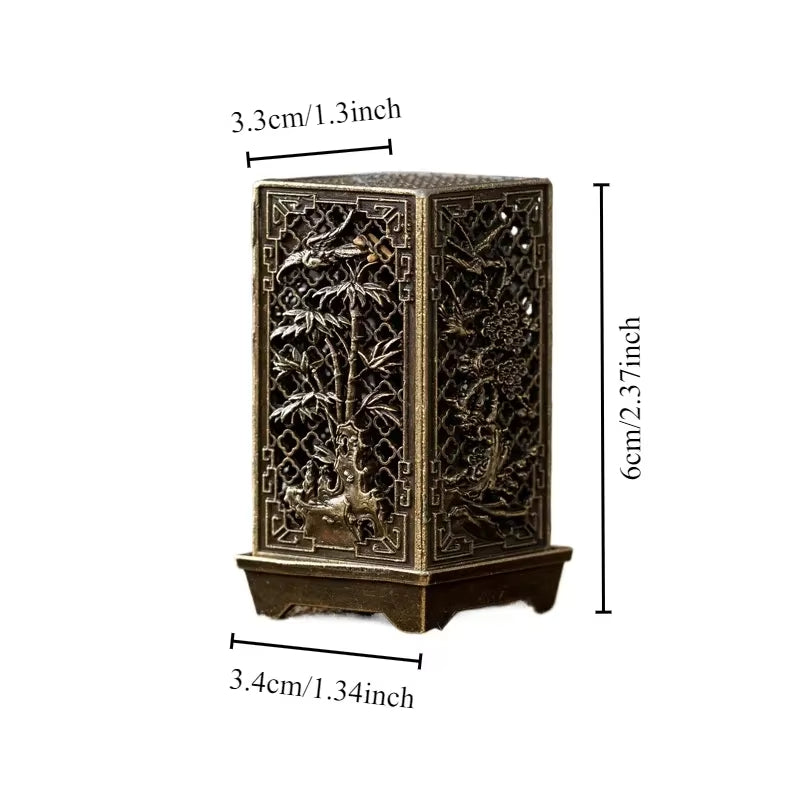 Square Alloy Incense Burner with Plum Design