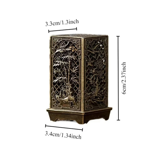 Square Alloy Incense Burner with Plum Design