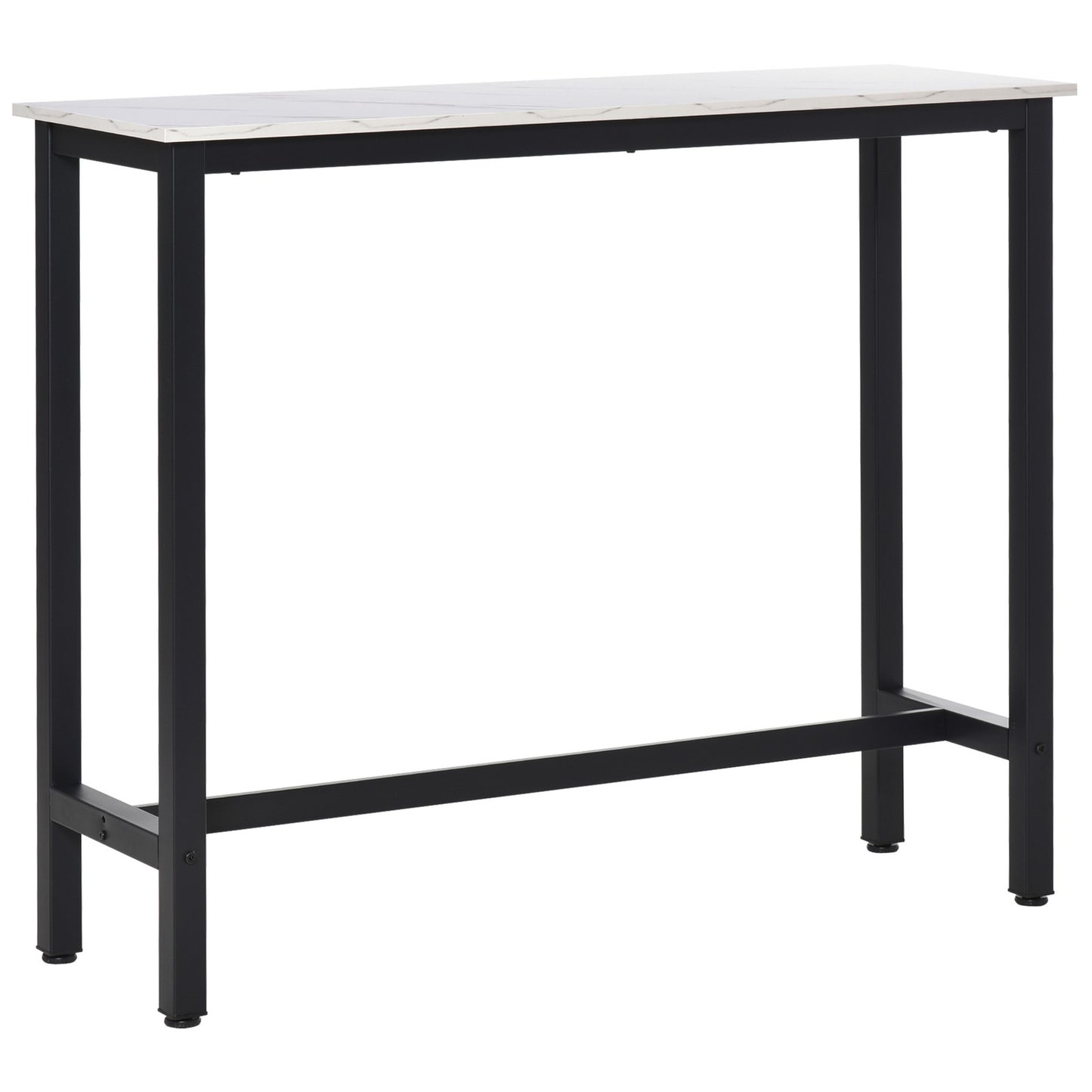 Adjustable Bar Table for Breakfast and Dining - White and Black with Footpads