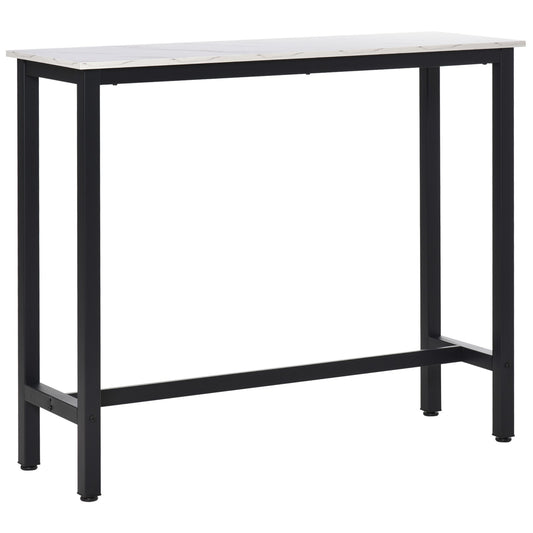 Adjustable Bar Table for Breakfast and Dining - White and Black with Footpads
