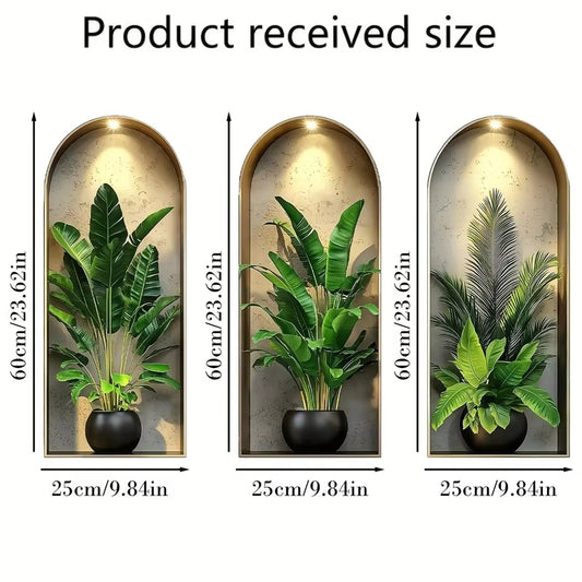 3D Watercolor Plant Wall Stickers Decor