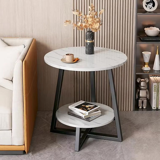 Small round Sofa Side Table Coffee End Table 2 Tier Shelf Living Room Bedroom