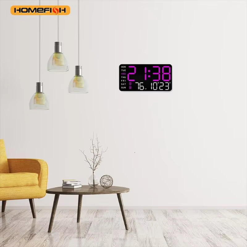 Giant Smart LED Wall Clock with Temperature