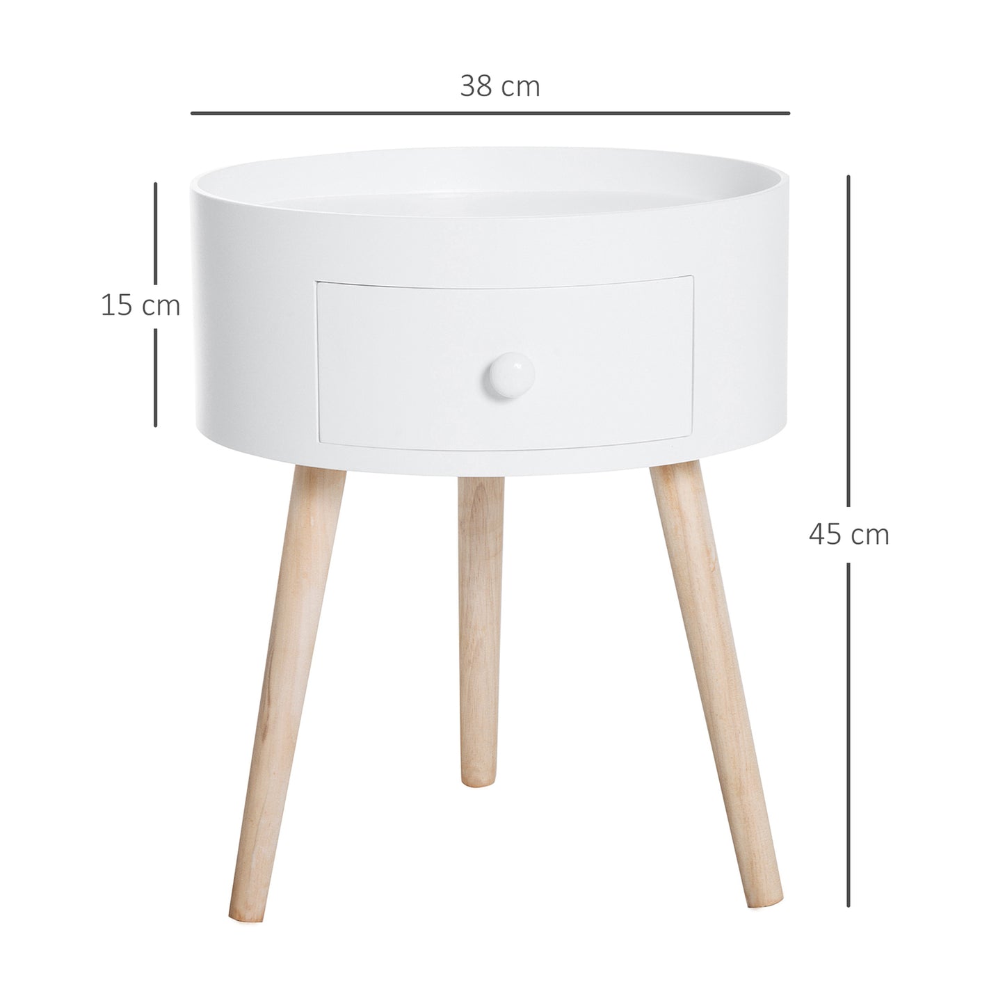 Coffee Table Furniture Bedroom round Corner Drawer Storage Unit White Office
