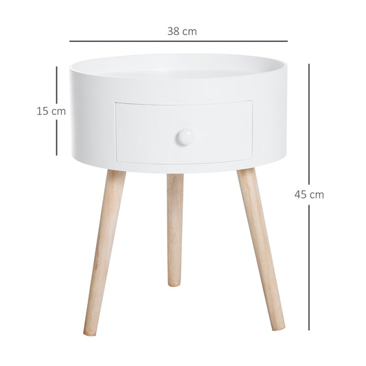 Coffee Table Furniture Bedroom round Corner Drawer Storage Unit White Office