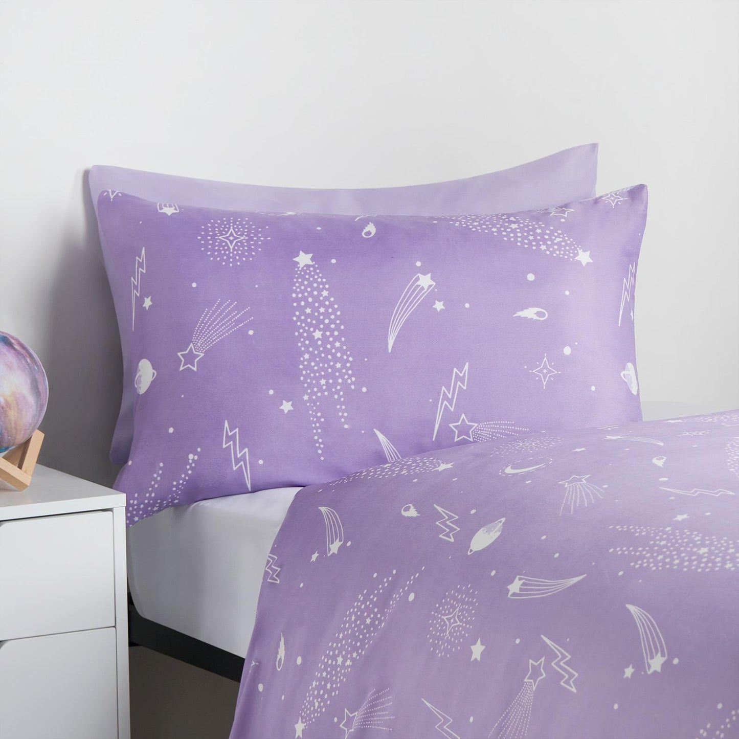 Stars Reversible Duvet Cover Set Soft Quilt with Pillowcase Space Kids Bedding
