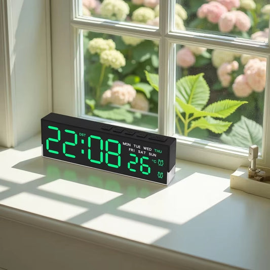 LED Digital Alarm Clock with Temp & 2 Alarms