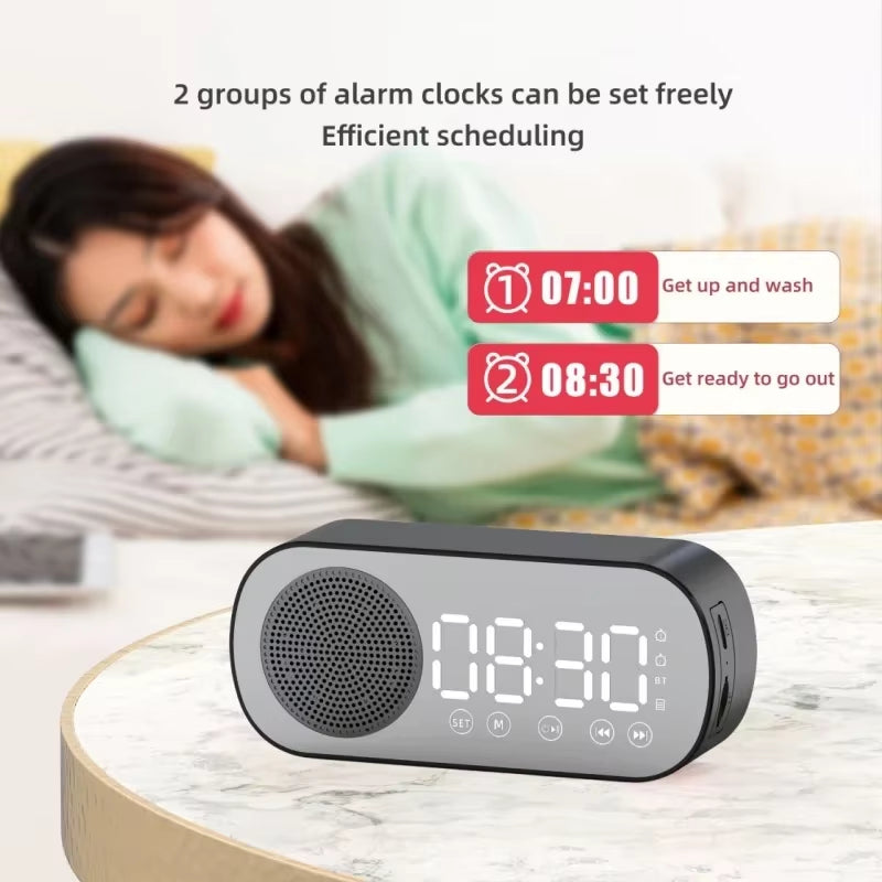 Mini Mirror LED Alarm Clock with FM Speaker