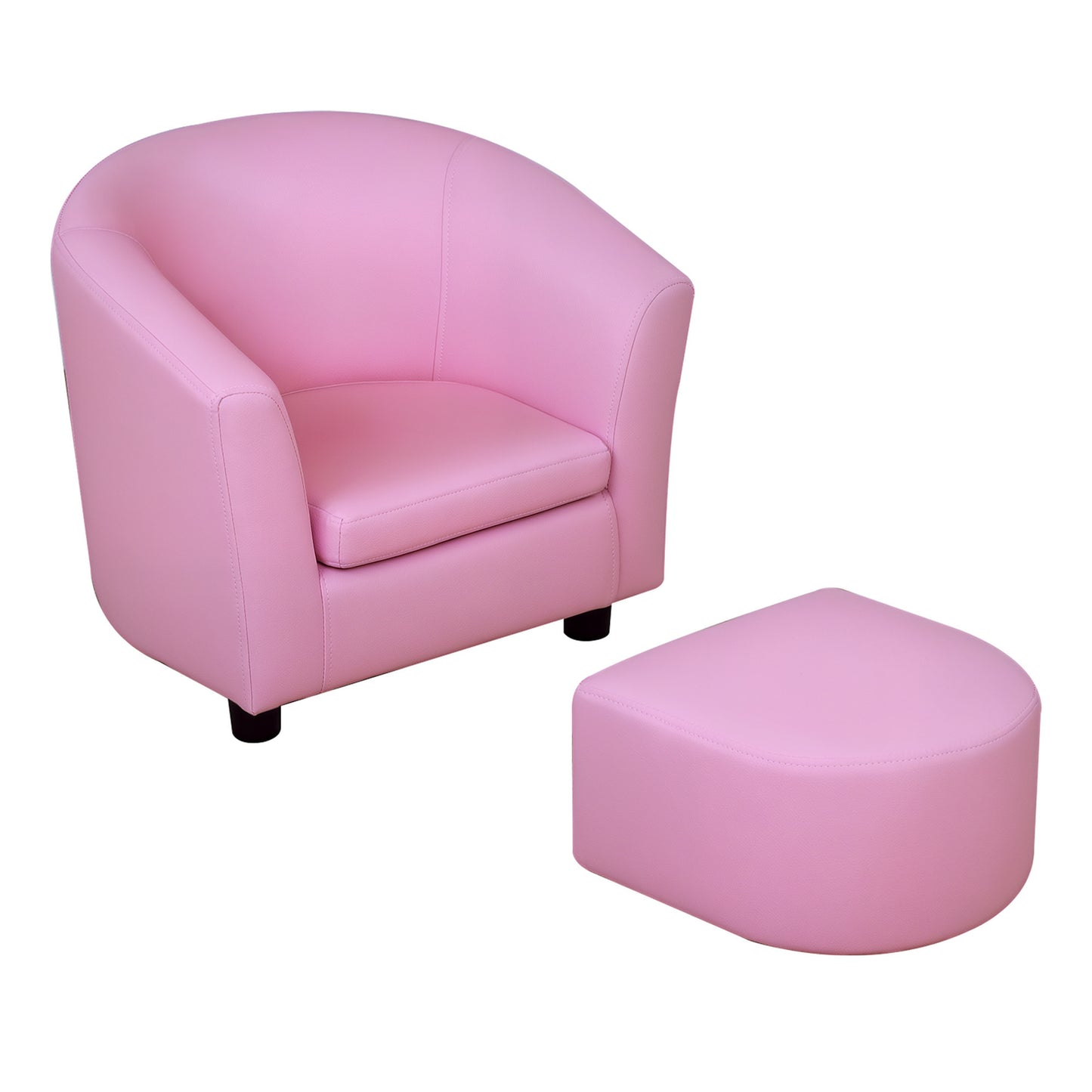 Kids Sofa Set Children Armchair Thick Padding Toddler Chair with Ottoman Pink