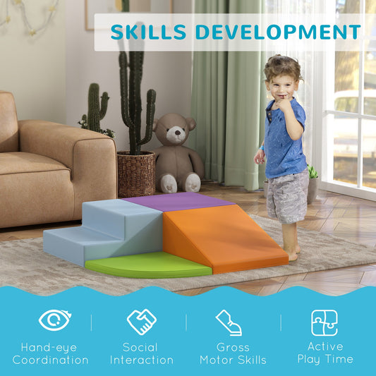 HOMCOM 4-Piece Soft Play Set Climb and Crawl Foam Activity Toys Orange