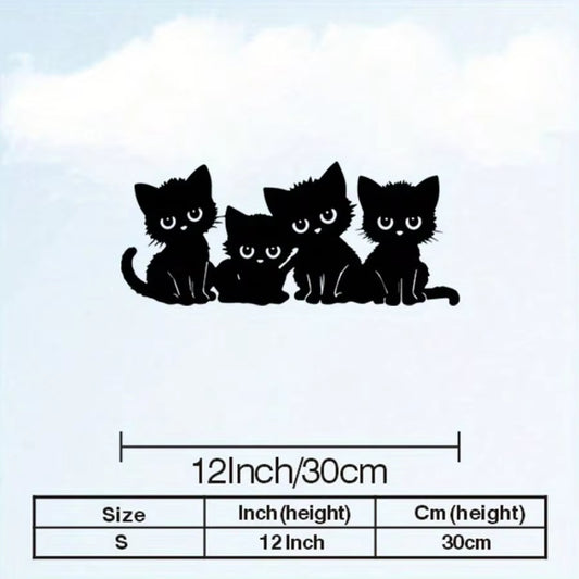 Black Metal Cat Silhouette Wall Art Set