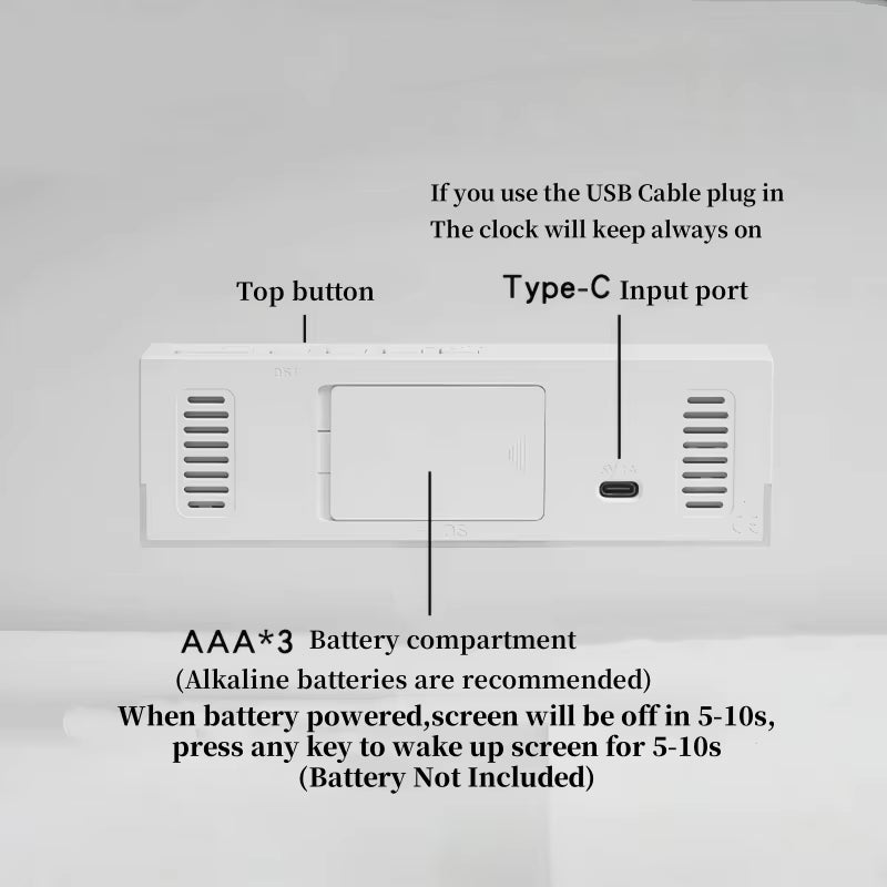 LED Digital Alarm Clock with Temp & 2 Alarms