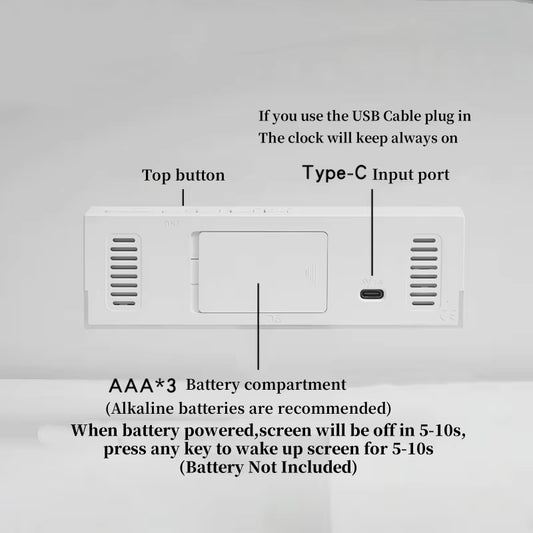 LED Digital Alarm Clock with Temp & 2 Alarms