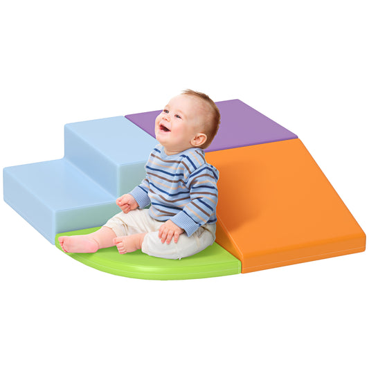4-Piece Soft Play Set Climb and Crawl Foam Toddler Stairs and Ramp for Baby