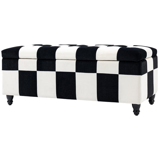 114 X 47 X 47Cm Velvet Storage Ottoman with Lid for Living Room Bedroom