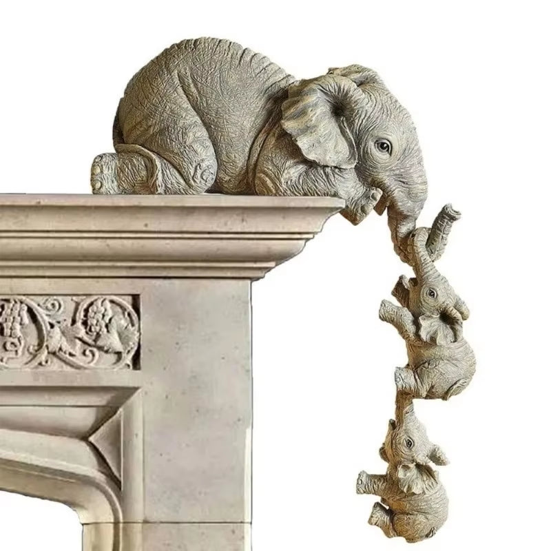 3PCS Cute Elephant Resin Figurine Set