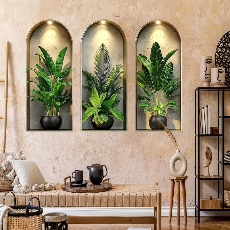 3D Watercolor Plant Wall Stickers Decor