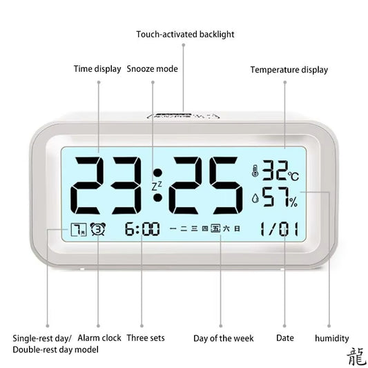 LED Digital Alarm Clock with Temp & Humidity
