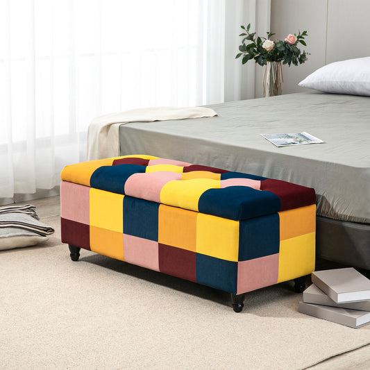 114 X 47 X 47Cm Velvet Storage Ottoman with Lid for Living Room Bedroom