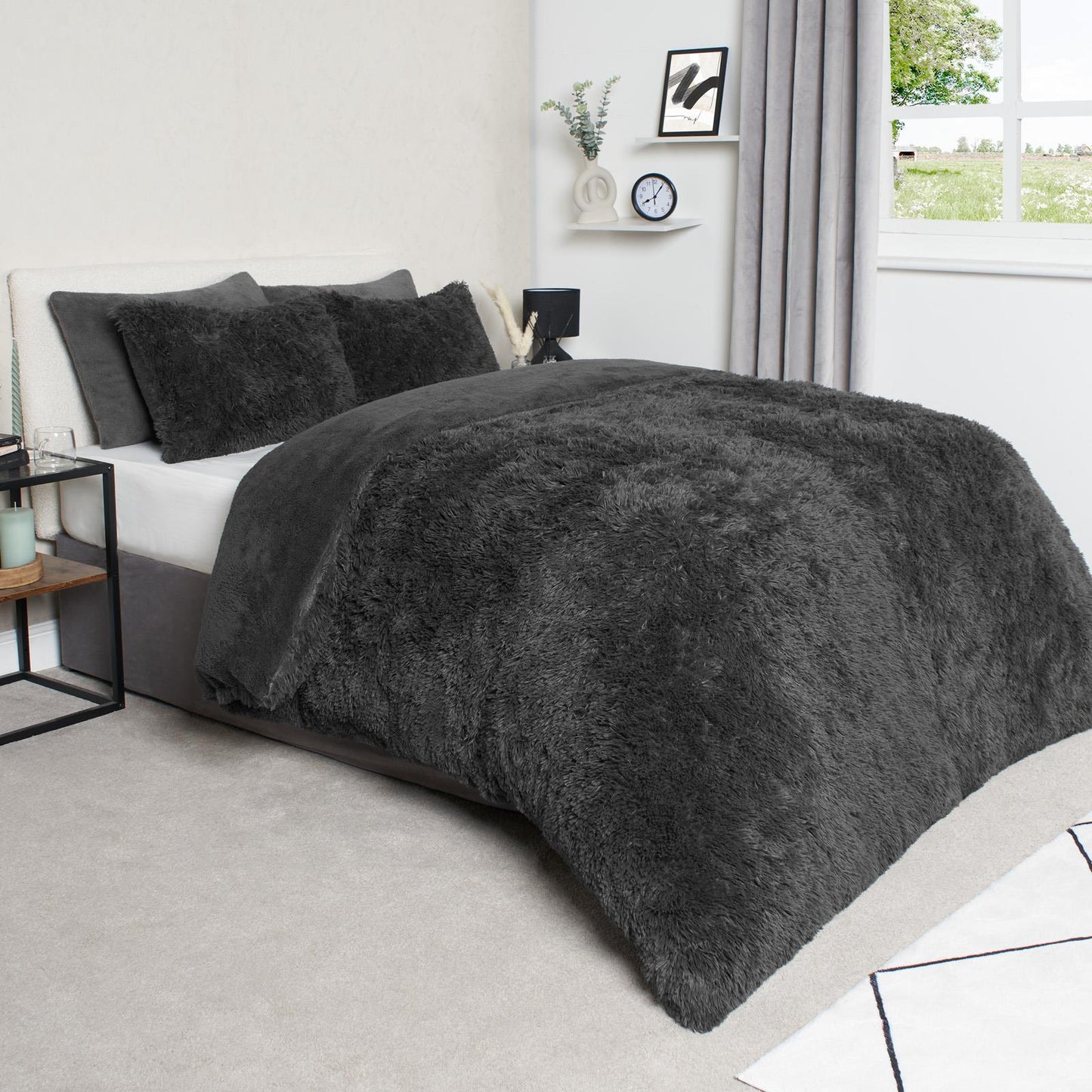 Teddy Duvet Cover Set Bedding Soft Fleece Faux Fur Shaggy Fluffy Cosy Quilt Warm