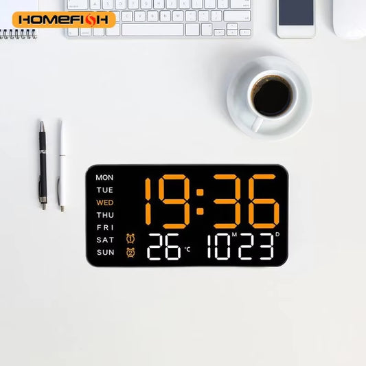 Giant Smart LED Wall Clock with Temperature