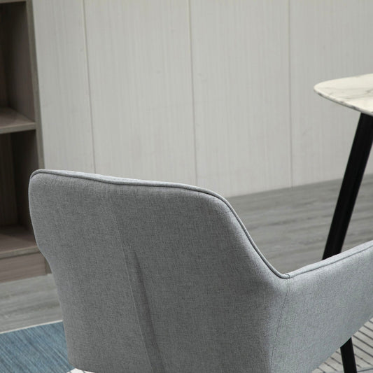 Dining Chairs Set of 2, Linen Fabric Accent Chairs Metal Legs, Light Grey