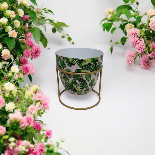Metal Iron Green Flower Plant Pot Display on Stand Shelf Garden Indoor 13Cm Tall
