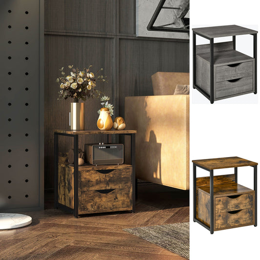 Bedroom Accent End Table with Shelf and Drawer