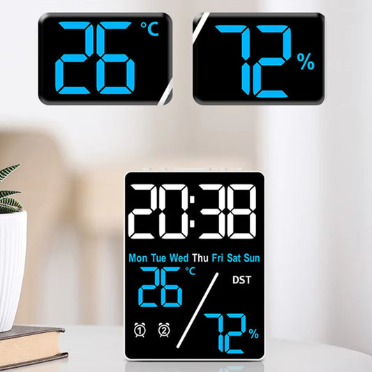 Digital Alarm Clock with Temp Humidity & Dual Alarms