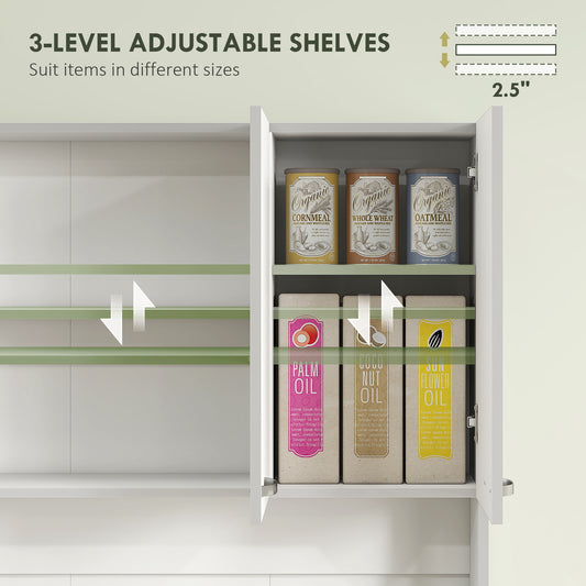 Kitchen Storage Cabinet with 6 Doors, Drawer, Adjustable Shelves