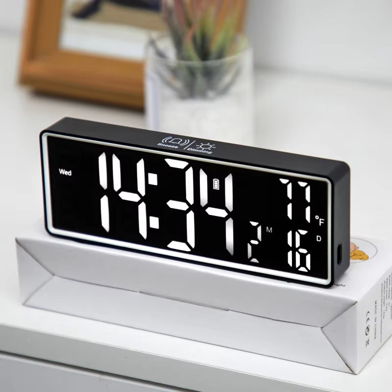Rechargeable LED Mirror Alarm Clock 2 Alarms