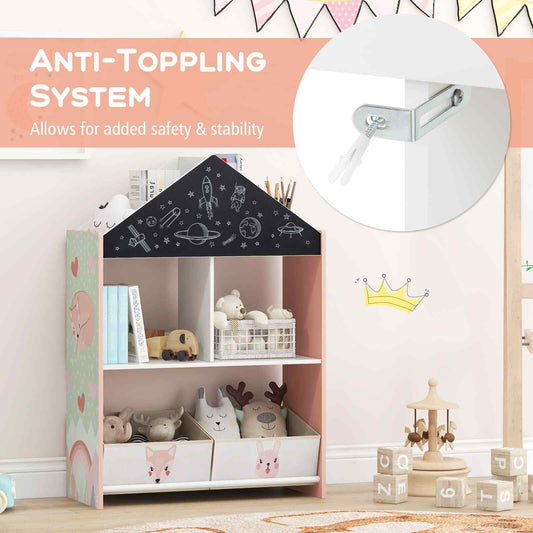 COSTWAY Kids Dollhouse Bookshelf Wooden Toy Storage Organizer-Pink SVE10199PITP