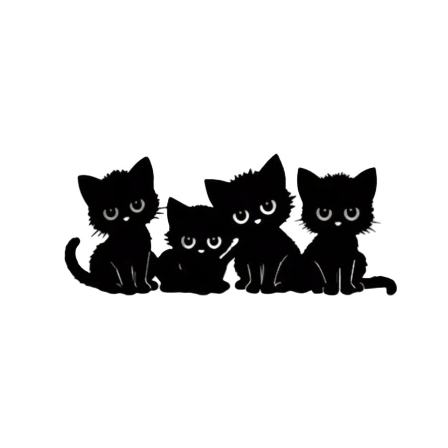 Black Metal Cat Silhouette Wall Art Set