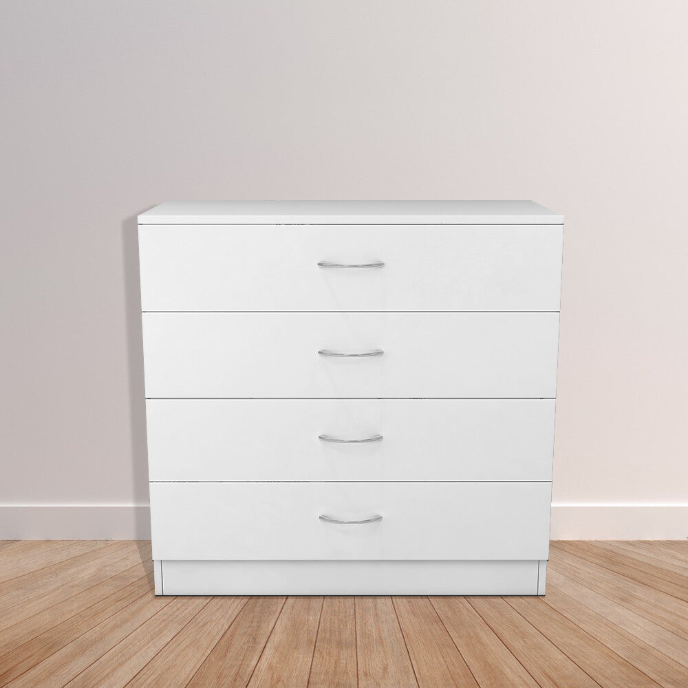 White Chest of Drawers 4 Drawer Nightstand Bedroom Storage Furniture