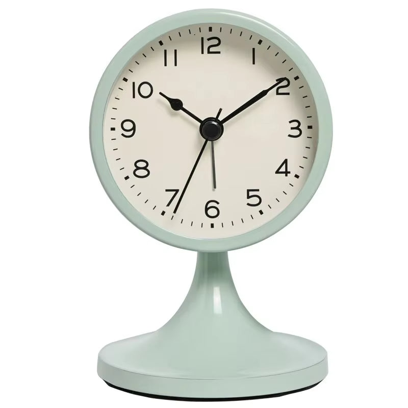 Nordic Metal Round Silent Bedside Alarm Clock