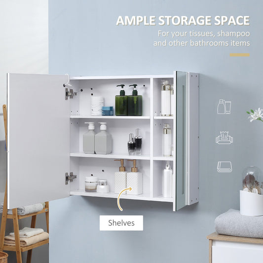 LED Illuminated Bathroom Mirror Cabinet with Lights, Touch Switch, Wall Mounted
