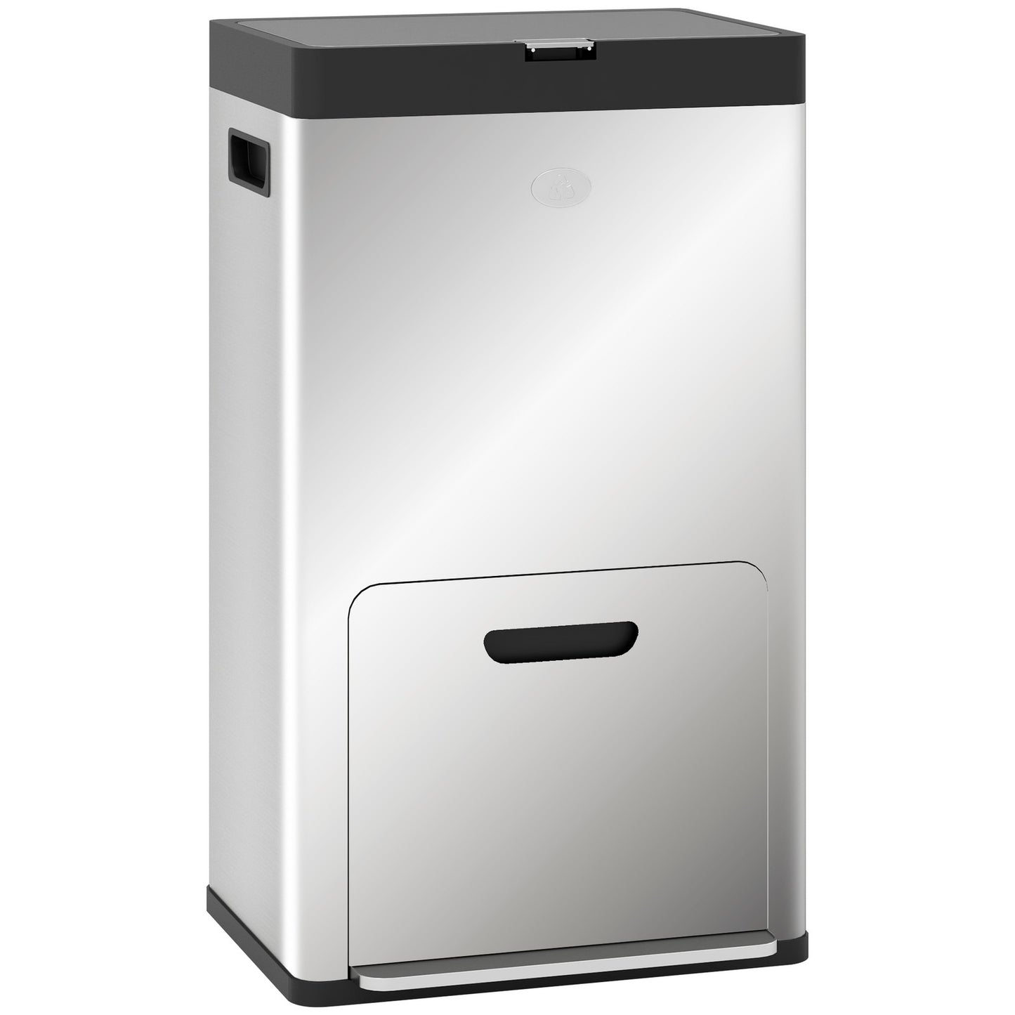 3 Compartment Kitchen Bin, Stainless Steel Pedal Bin for Recycling and Waste