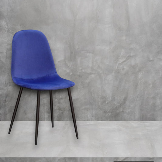 Blue Velvet Dining Chair Blue Padded Metal Legs for Kitchen Chair Home Decor