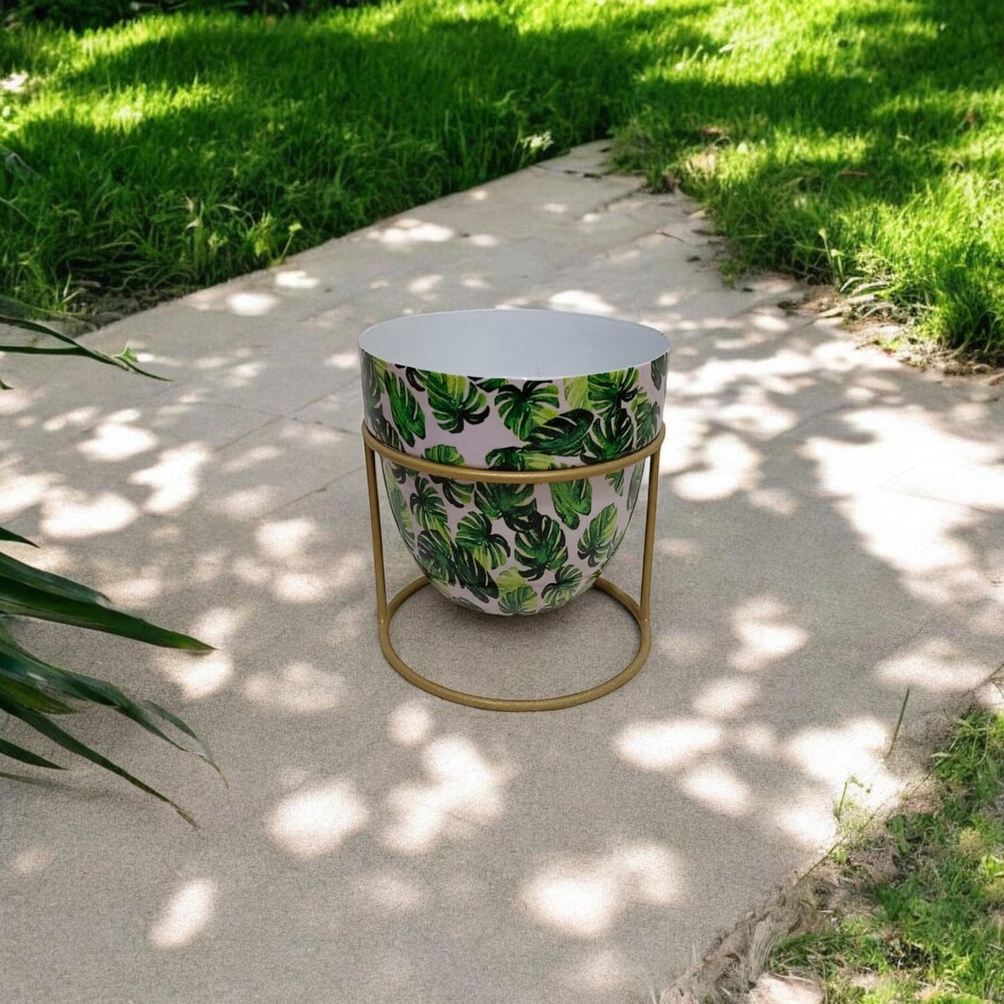 Metal Iron Green Flower Plant Pot Display on Stand Shelf Garden Indoor 13Cm Tall