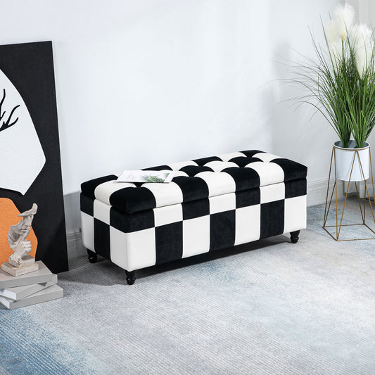 114 X 47 X 47Cm Velvet Storage Ottoman with Lid for Living Room Bedroom