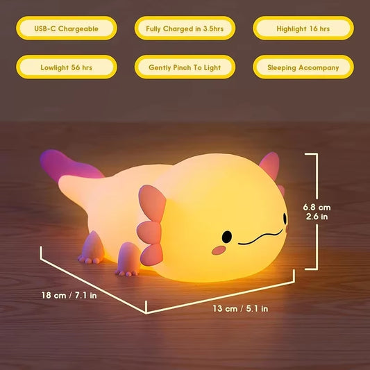 Cute Axolotl Silicone Touch Night Light