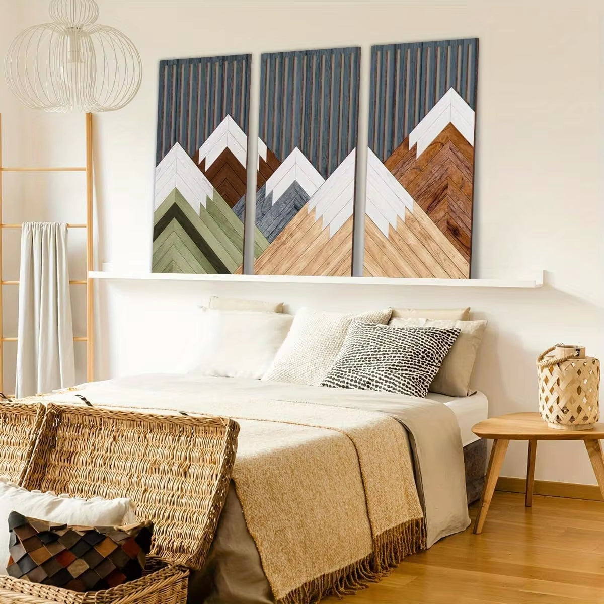 3PCS Boho Wooden Leaf Wall Hanging Decor