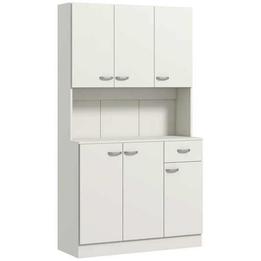 Kitchen Storage Cabinet with 6 Doors, Drawer, Adjustable Shelves