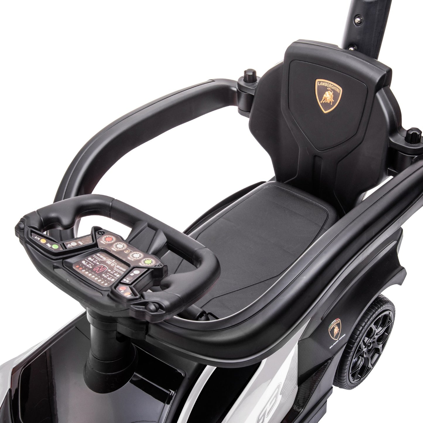 AIYAPLAY Lamborghini 2 in 1 Baby Ride on Push Car Toddler Push along Car, White