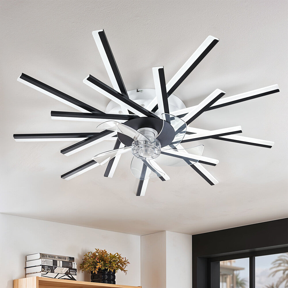 6 Speed Large LED Ceiling Fan with Lighting LED Light Adjustable Wind + Remote