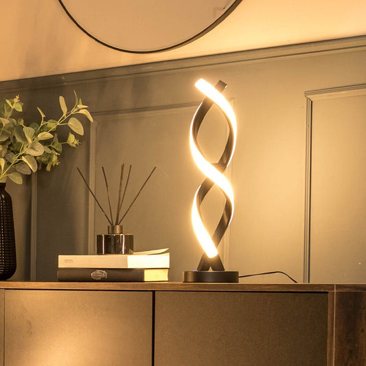Touch Table Lamp Light Black Twist Integrated LED Living Room Bedside Lighting