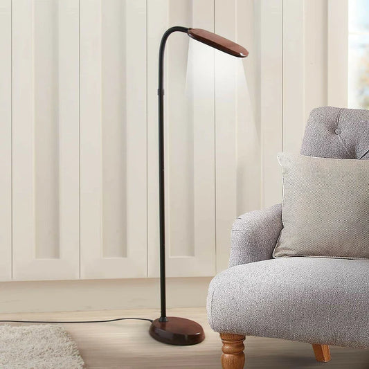 Wood-Effect LED Reading Floor Lamp