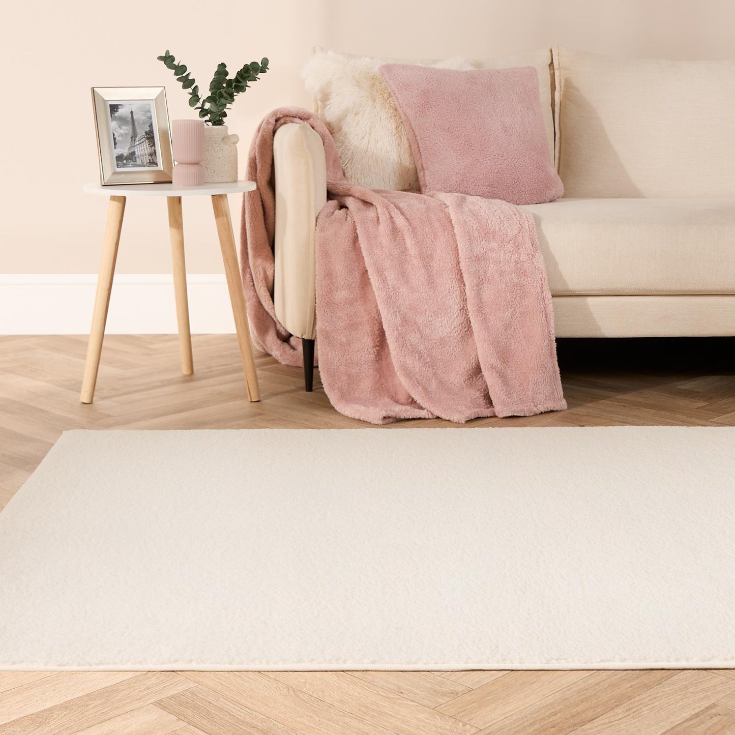 Boucle Fleece Area Rug for Living Room and Bedroom - Soft, Non-Slip Modern Carpet