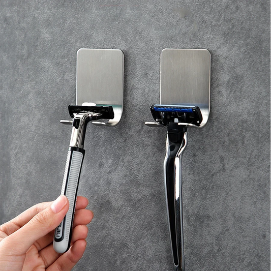 6pcs Stainless Steel Razor Holder & Shaver Stand Bathroom Hook Organizer