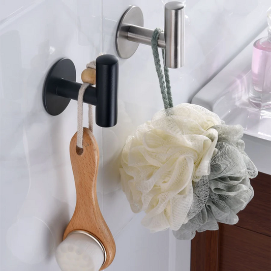 Stainless Steel Adhesive Bathroom & Kitchen Hangers Hooks (2PCS)